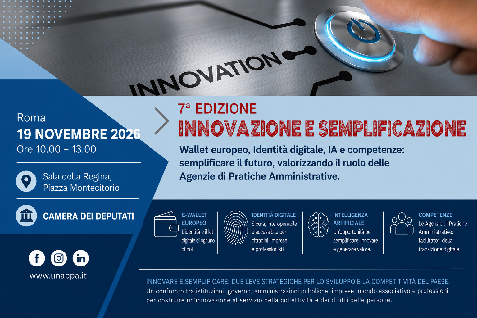 7a Edizione INNOVAZIONE E SEMPLIFICAZIONE – Roma, 19 novembre 2026